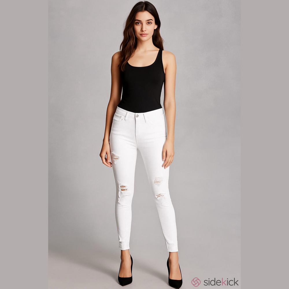 William B Distressed Jeans, Size 11, Waist 14.5", 34" Length,  has stretch